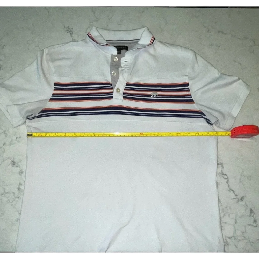 Banana Republic Mens Orange/Navy Striped Cotton/Stretch Polo‎ Medium